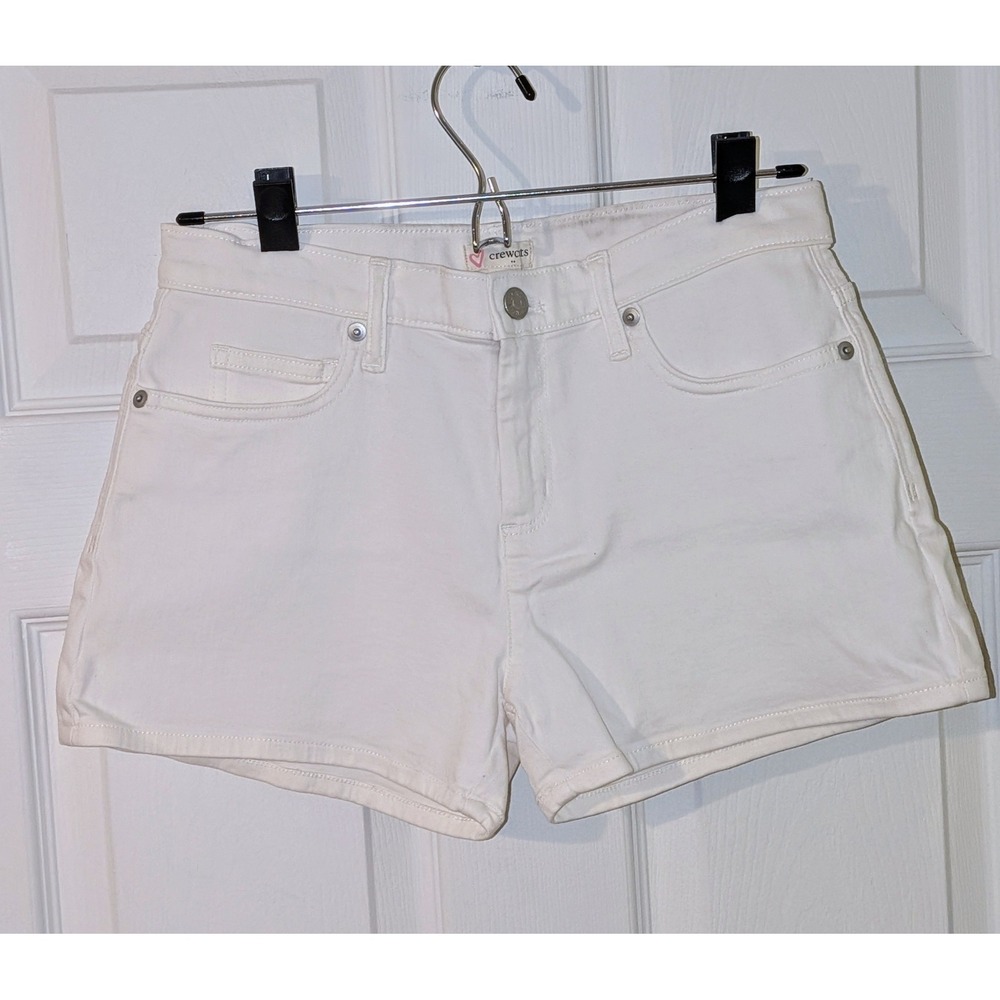 Crewcuts J Crew Girls‎ White Denim High Rise Shorts Size 14 Adjustable Waist NWT